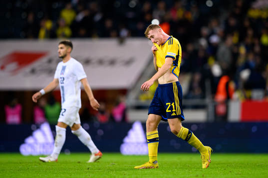 Dejan Kulusevski of Sweden looks dejected
