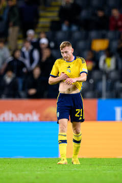 Dejan Kulusevski of Sweden looks dejected