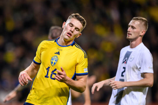 Viktor Gyökeres of Sweden looks dejected