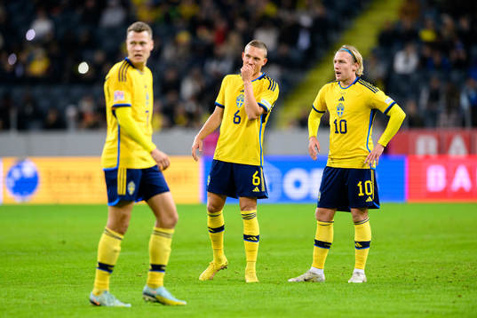 Viktor Claesson, Ludwig Augustinsson and Emil Forsberg of