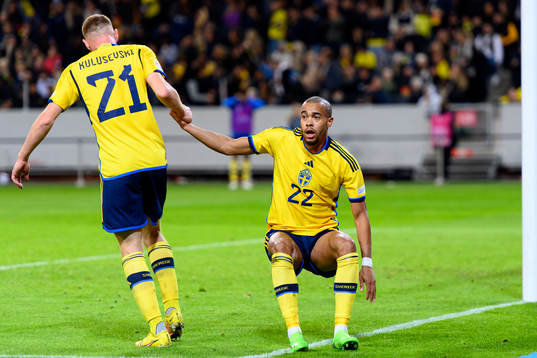 Robin Quaison of Sweden reacts