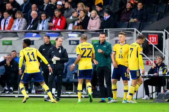 Robin Quaison and Viktor Claesson of Sweden are replaced by