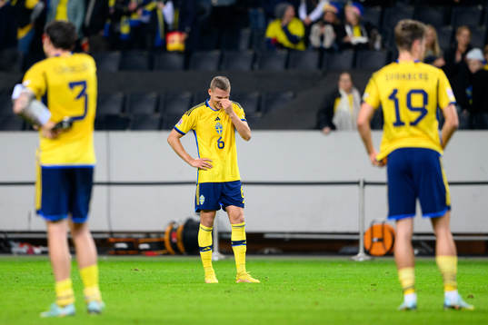 Ludwig Augustinsson of Sweden looks dejected