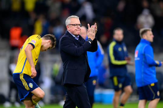 Head coach Janne Andersson of Sweden looks dejected
