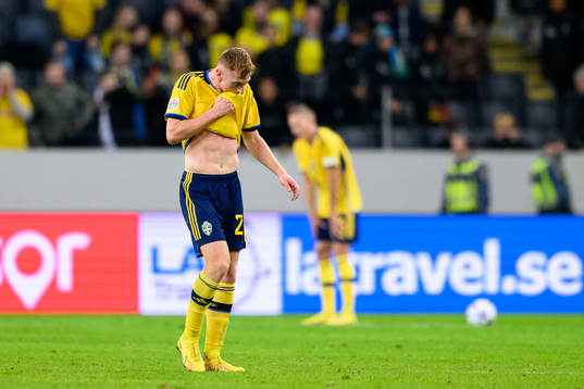 Dejan Kulusevski of Sweden looks dejected