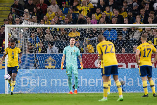 Goalkeeper Robin Olsen of Sweden looks dejected