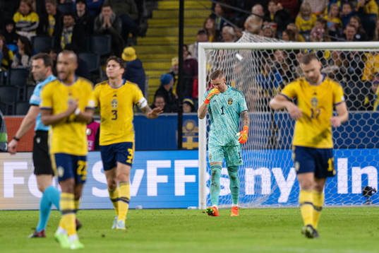 Goalkeeper Robin Olsen of Sweden looks dejected