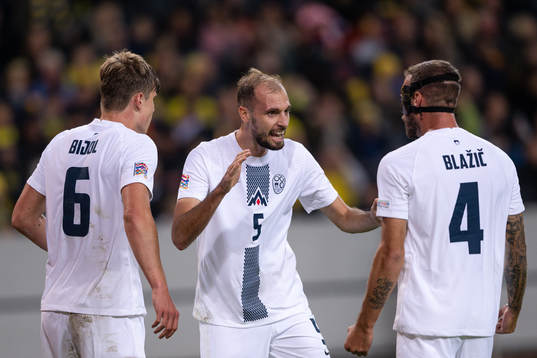 Jaka Bijol, Jon Stankovic and Miha Blazic of Slovenia