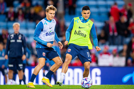 Martin Ødegaard and Mohamed Elyounoussi of Norway