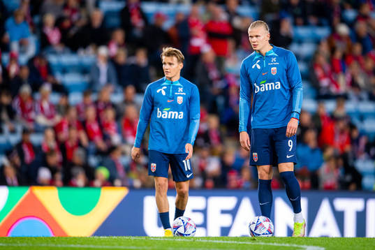 Martin Ødegaard and Erling Braut Haaland of Norway