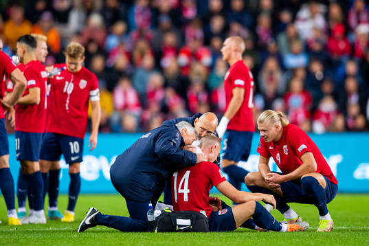 Julian Ryerson of Norway in pain