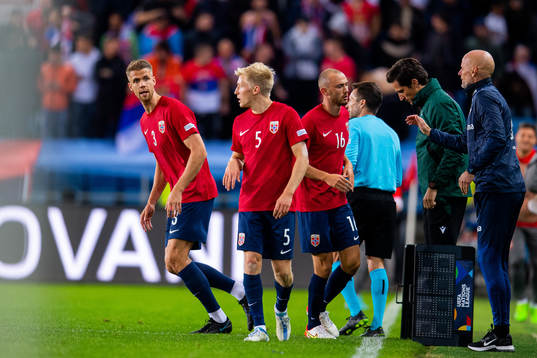 Kristoffer Ajer, Birger Meling and Fredrik Aursnes of Norway