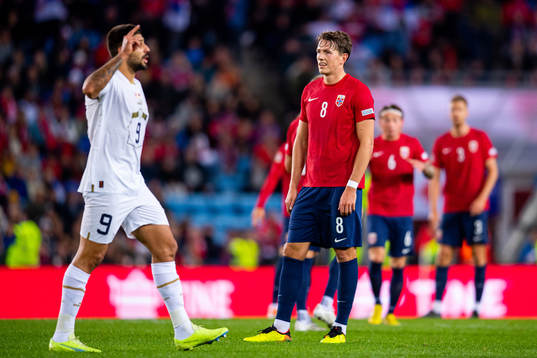 Sander Berge of Norway looks dejected