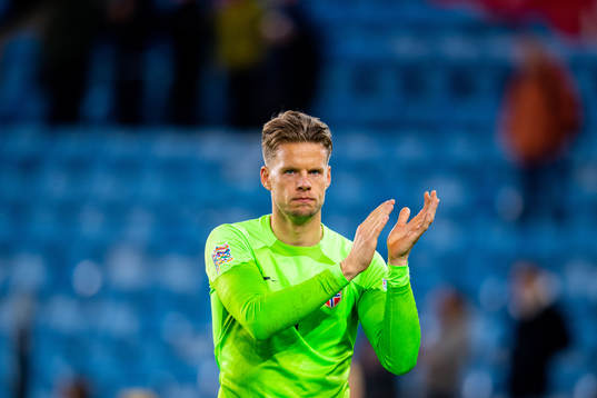 Goalkeeper Ørjan Håskjold Nyland of Norway looks dejected