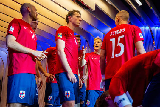Sander Berge, Birger Meling and players of Norway at