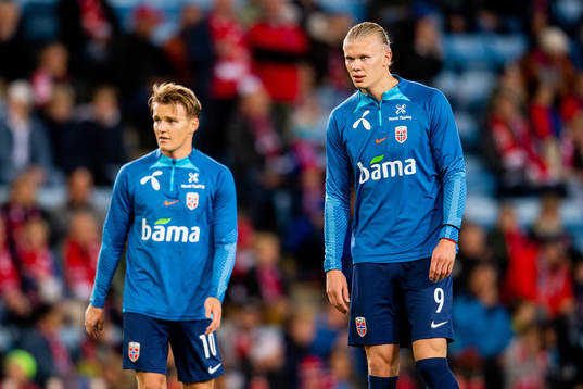 Martin Ødegaard and Erling Braut Haaland of Norway