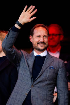 Crown Prince Haakon Magnus of Norway in the stands