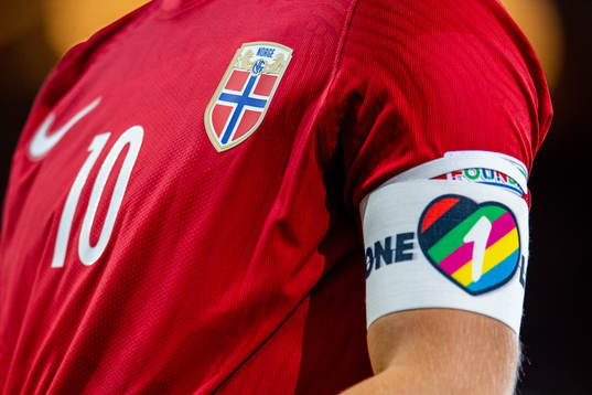 The One Love captains’ armband of Martin Ødegaard of