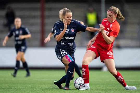 Olivia Holdt of FC Rosengård and Signe Gaupset of Brann