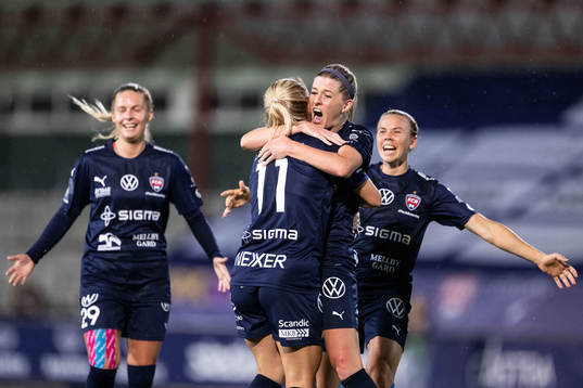 Olivia Schough of FC Rosengård celebrates with Mimmi