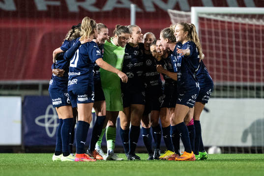 Players of FC Rosengård celebrate