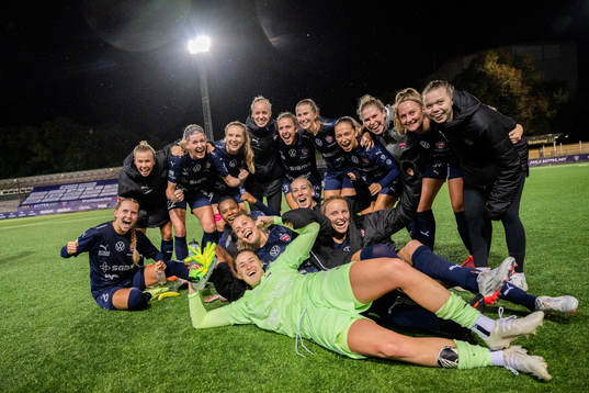 Players of FC Rosengård celebrate