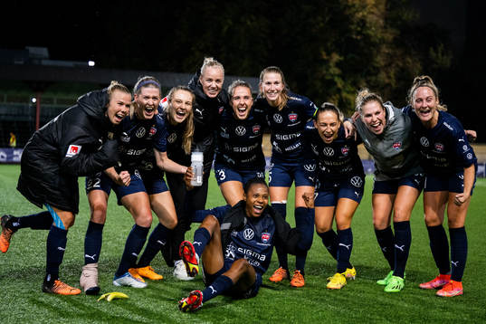 Players of FC Rosengård celebrate