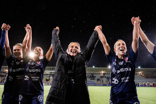 Gudrun Arnardottir, Mimmi Larsson and Mia Persson of FC