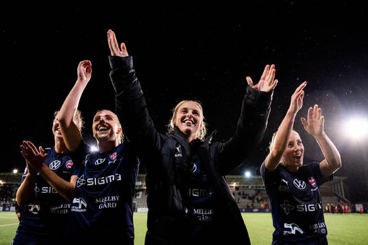 Gudrun Arnardottir, Mimmi Larsson and Mia Persson of FC