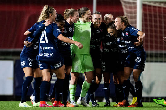 Players of FC Rosengård celebrate