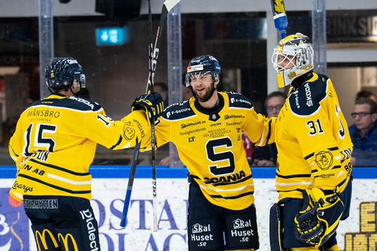 Södertäljes Daniel Norbe jublar med lagkamrater