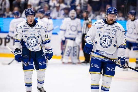 Leksands Kalle Östman och Leksands Anton Lindholm deppar