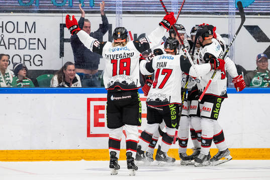 Malmö Redhawks Fredrik Händemark jublar med lagkamrater