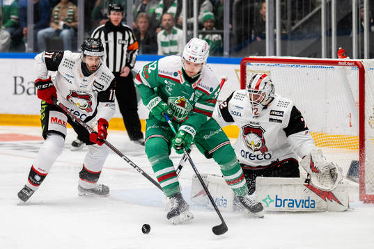 Rögles Brady Ferguson oroar mot Malmö Redhawks Markus