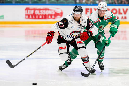 Malmö Redhawks Joakim Ryan och Rögles Oskar Stål Lyrenäs