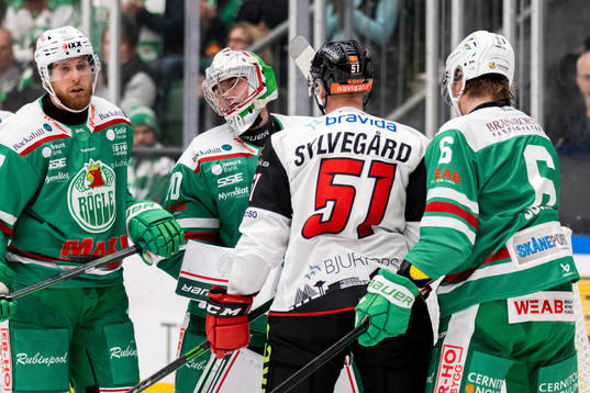 Rögles målvakt Calle Clang och Malmö Redhawks Emil