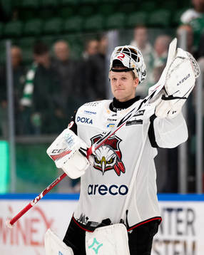 Malmö Redhawks målvakt Daniel Marmenlind jublar