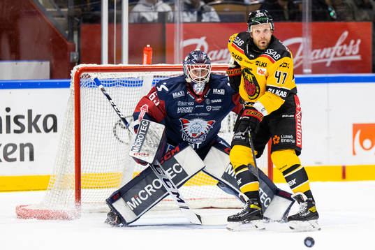Linköpings målvakt Marcus Högberg och Luleås Leo Komarov