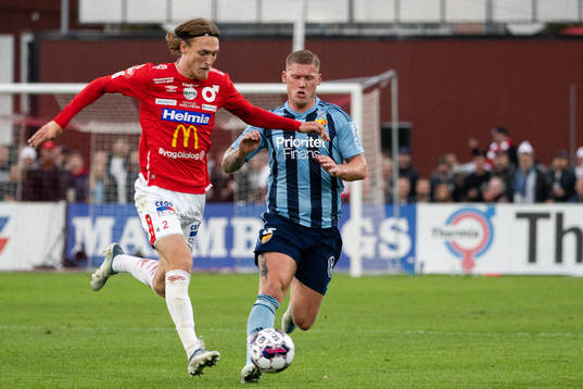 Degerfors Gustav Granath och Djurgårdens Victor Edvardsen