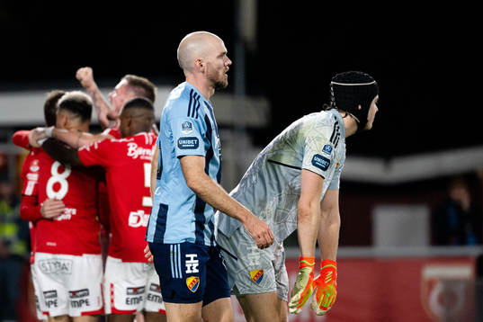 Djurgårdens Marcus Danielson och målvakt Jacob Widell