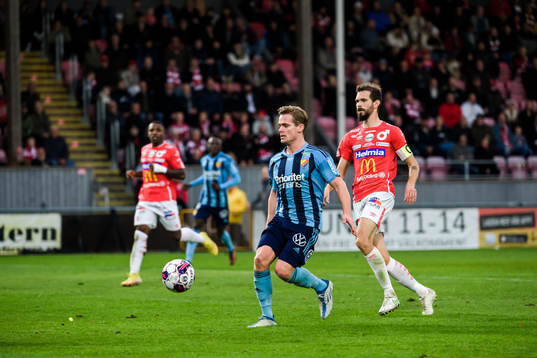 Djurgårdens Hampus Finndell och Degerfors Sebastian Ohlsson