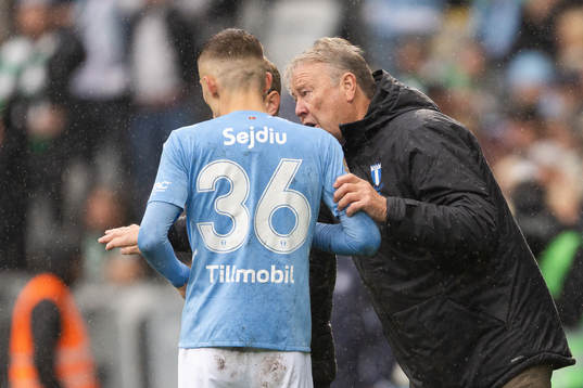 Malmö FFs Patriot Sejdiu och tränare Åge Hareide