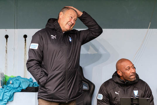 Malmö FFs tränare Åge Hareide och assisterande tränare