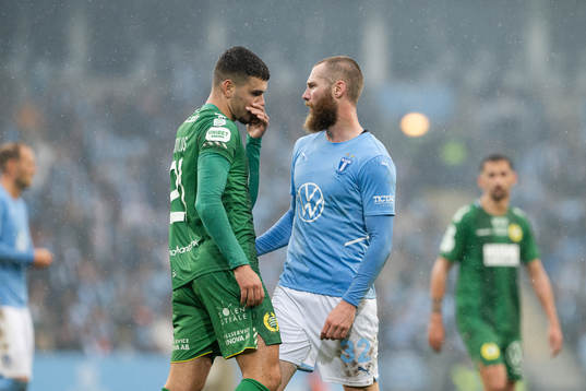 Hammarbys Edvin Kurtulus och Malmö FFs Jo Inge Berget