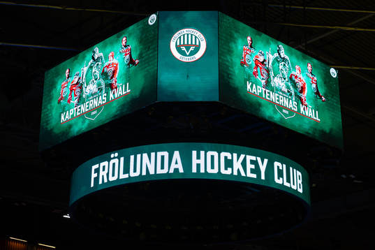 Jumbotronen i Scandinavium innan  ishockeymatchen i SHL