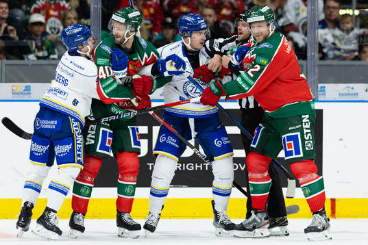 Leksands Marcus Karlberg och Martin Karlsson mot Frölundas