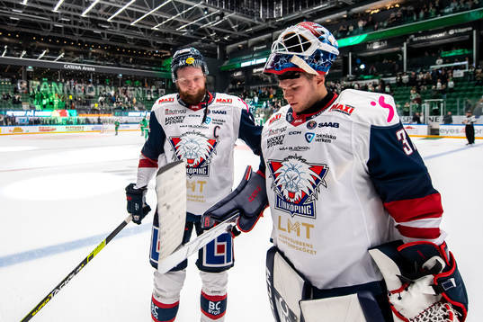 Linköpings Jonas Junland och målvakt Jesper Myrenberg