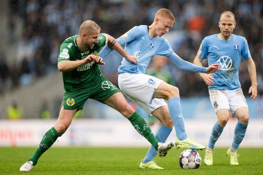 Hammarbys Darijan Bojanic och Malmö FFs Hugo Larsson
