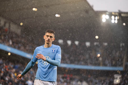 Malmö FFs Dennis Hadzikadunic deppar