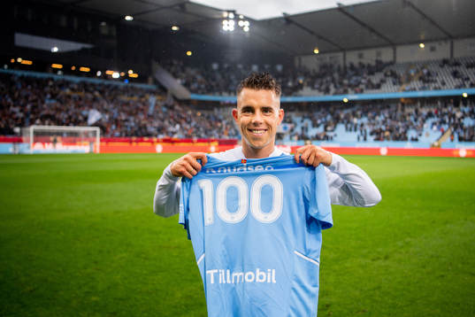 Malmö FFs Jonas Knudsen uppmärksammas för 100 spelade